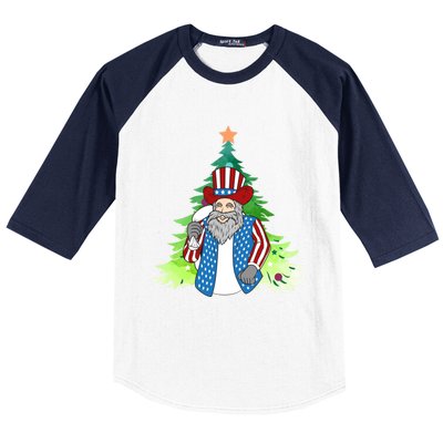 Here Comes Santa Clauspatriotic Kris Kringle Christmas Tree Great Gift Baseball Sleeve Shirt