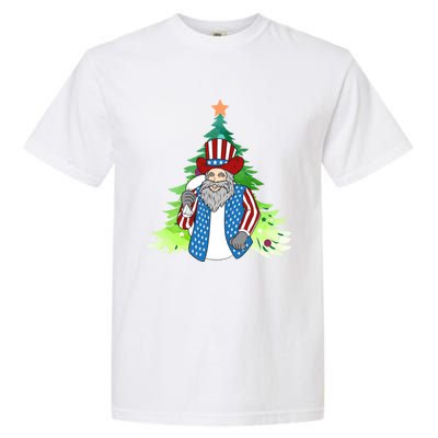 Here Comes Santa Clauspatriotic Kris Kringle Christmas Tree Great Gift Garment-Dyed Heavyweight T-Shirt