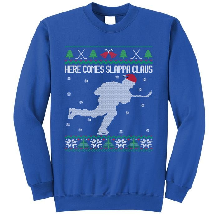 Here Comes Slappa Claus Slap Shot Ice Hockey Ugly Christmas Funny Gift Sweatshirt