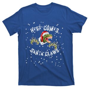 Here Comes Santa Trex Dinosaur Santa Claus Claws Gift T-Shirt