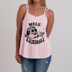 Hawaiian Christmas Santa Shaka Mele Kalikimaka Retro Hawaii Cool Gift Women's Strappy Tank