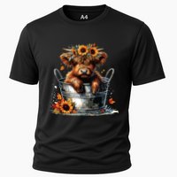 Highland Cow Sunflower Its Fall Yall Farming Fall Vibes Cooling Performance Crew T-Shirt