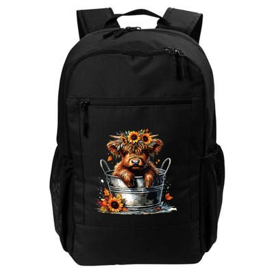 Highland Cow Sunflower Its Fall Yall Farming Fall Vibes Daily Commute Backpack