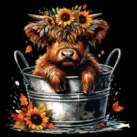 Highland Cow Sunflower Its Fall Yall Farming Fall Vibes Drawstring Bag