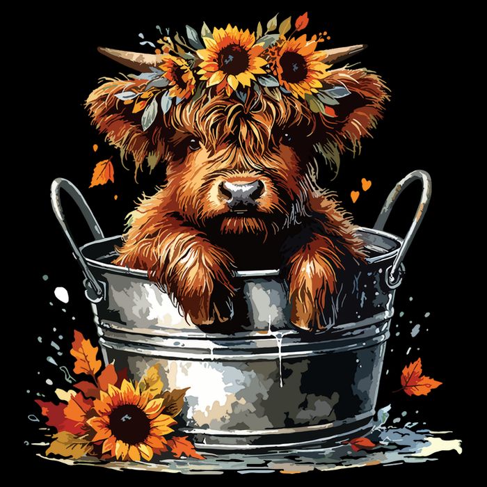 Highland Cow Sunflower Its Fall Yall Farming Fall Vibes Drawstring Bag