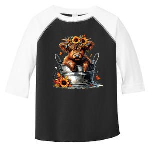 Highland Cow Sunflower Its Fall Yall Farming Fall Vibes Toddler Fine Jersey T-Shirt