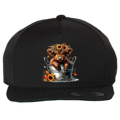 Highland Cow Sunflower Its Fall Yall Farming Fall Vibes Wool Snapback Cap
