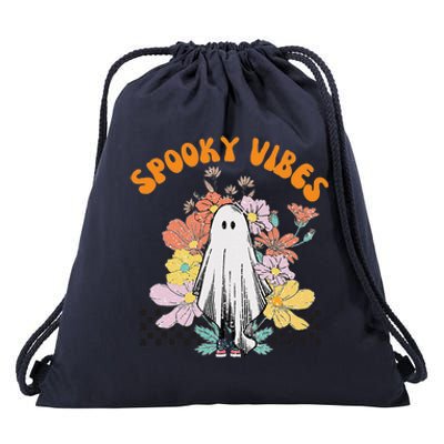 HALLOWEEN COSTUME SPOOKY VIBES LITTLE FLORAL GHOST Drawstring Bag