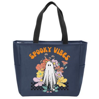 HALLOWEEN COSTUME SPOOKY VIBES LITTLE FLORAL GHOST Zip Tote Bag