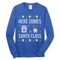 Here Comes Santa Floss Dental Christmas Funny Gift For Dentist Cool Gift Tall Long Sleeve T-Shirt