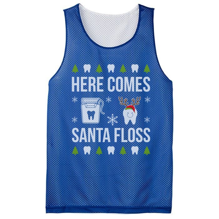 Here Comes Santa Floss Dental Christmas Funny Gift For Dentist Cool Gift Mesh Reversible Basketball Jersey Tank