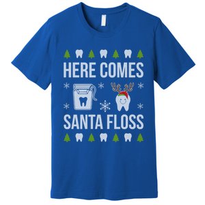 Here Comes Santa Floss Dental Christmas Funny Gift For Dentist Cool Gift Premium T-Shirt