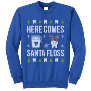 Here Comes Santa Floss Dental Christmas Funny Gift For Dentist Cool Gift Tall Sweatshirt