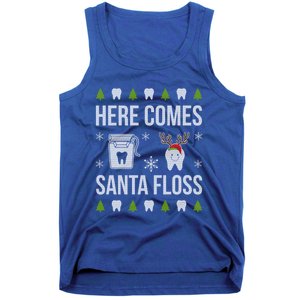 Here Comes Santa Floss Dental Christmas Funny Gift For Dentist Cool Gift Tank Top