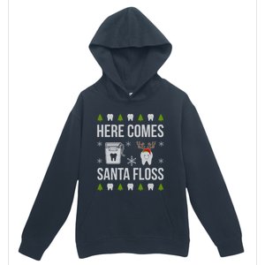 Here Comes Santa Floss Dental Christmas Funny Gift For Dentist Cool Gift Urban Pullover Hoodie