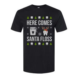 Here Comes Santa Floss Dental Christmas Funny Gift For Dentist Cool Gift Softstyle CVC T-Shirt