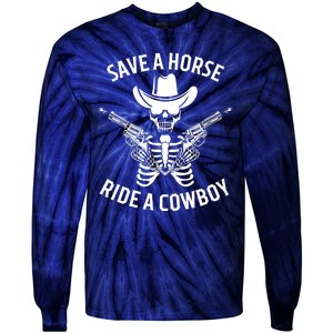 Halloween Cowboy Save A Horse Ride A Cowboy Tie-Dye Long Sleeve Shirt