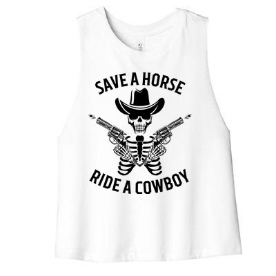 Halloween Cowboy Save A Horse Ride A Cowboy Women's Racerback Cropped Tank