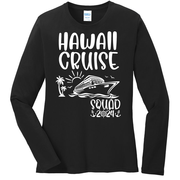 Hawaii Cruise Squad 2024 Hawaii Holiday Family Matching Ladies Long Sleeve Shirt