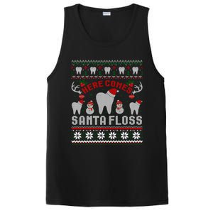 Here Comes Santa Floss Dentist Christmas Ugly Sweater Cute Gift PosiCharge Competitor Tank