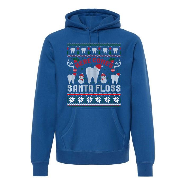 Here Comes Santa Floss Dentist Christmas Ugly Sweater Cute Gift Premium Hoodie