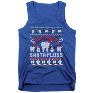 Here Comes Santa Floss Dentist Christmas Ugly Sweater Cute Gift Tank Top