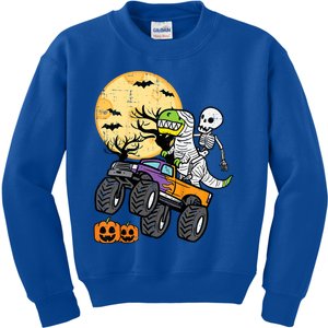 Halloween Costume Skeleton Dino Monster Truck Gift Kids Sweatshirt