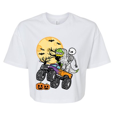 Halloween Costume Skeleton Dino Monster Truck Gift Bella+Canvas Jersey Crop Tee