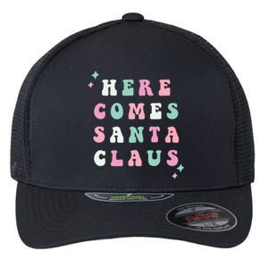 Here Comes Santa Claus Retro Merry Christmas Xmas Gift Flexfit Unipanel Trucker Cap