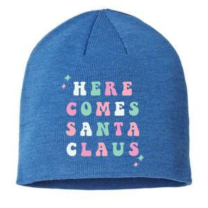 Here Comes Santa Claus Retro Merry Christmas Xmas Gift Sustainable Beanie