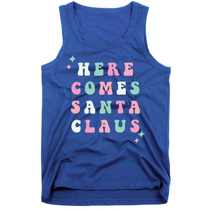 Here Comes Santa Claus Retro Merry Christmas Xmas Gift Tank Top