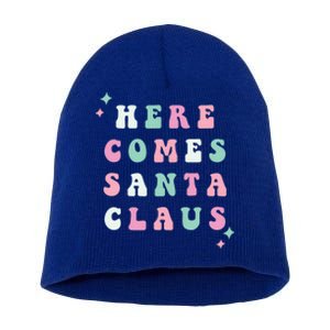 Here Comes Santa Claus Retro Merry Christmas Xmas Gift Short Acrylic Beanie