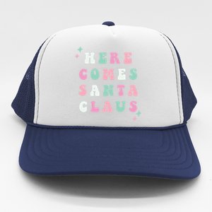 Here Comes Santa Claus Retro Merry Christmas Xmas Gift Trucker Hat