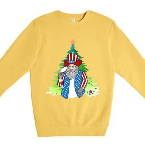 Here Comes Santa Clauspatriotic Kris Kringle Christmas Tree Meaningful Gift Premium Crewneck Sweatshirt