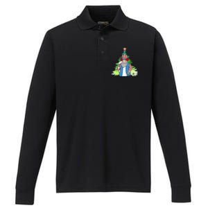 Here Comes Santa Clauspatriotic Kris Kringle Christmas Tree Meaningful Gift Performance Long Sleeve Polo