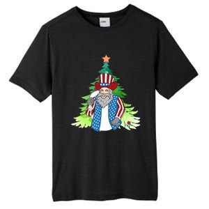 Here Comes Santa Clauspatriotic Kris Kringle Christmas Tree Meaningful Gift Tall Fusion ChromaSoft Performance T-Shirt