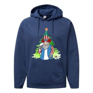 Here Comes Santa Clauspatriotic Kris Kringle Christmas Tree Meaningful Gift Performance Fleece Hoodie