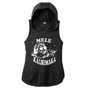 Hawaiian Christmas Santa Shaka Mele Kalikimaka Retro Hawaii Gift Ladies PosiCharge Tri-Blend Wicking Draft Hoodie Tank