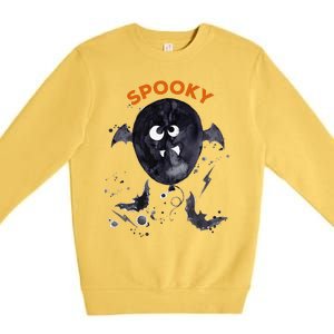 Halloween Cute Spooky Adults Bat Balloon Fun Design Premium Crewneck Sweatshirt