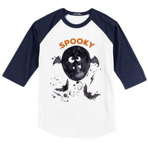 Halloween Cute Spooky Adults Bat Balloon Fun Design Baseball Sleeve Shirt