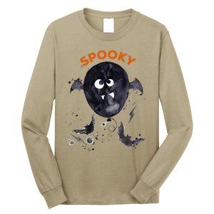 Halloween Cute Spooky Adults Bat Balloon Fun Design Long Sleeve Shirt