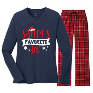 Hot Christmas Santas Favorite Ho Women's Long Sleeve Flannel Pajama Set 