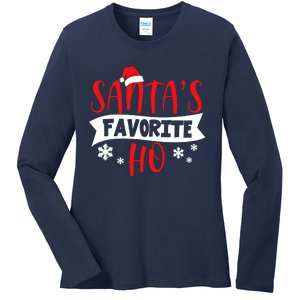 Hot Christmas Santas Favorite Ho Ladies Long Sleeve Shirt