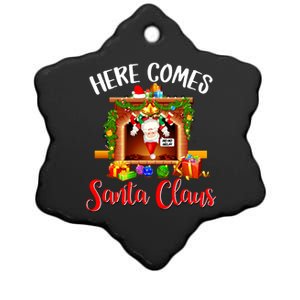 Here Comes Santa! Ho Ho Help! Gift Ceramic Star Ornament