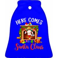 Here Comes Santa! Ho Ho Help! Gift Ceramic Bell Ornament