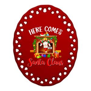 Here Comes Santa! Ho Ho Help! Gift Ceramic Oval Ornament