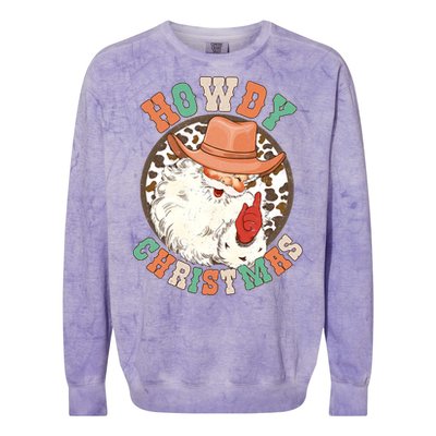 Howdy Christmas Santa Claus Cow Hat Western Southern Xmas Gift Colorblast Crewneck Sweatshirt