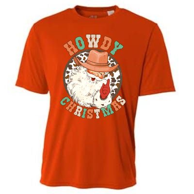 Howdy Christmas Santa Claus Cow Hat Western Southern Xmas Gift Cooling Performance Crew T-Shirt