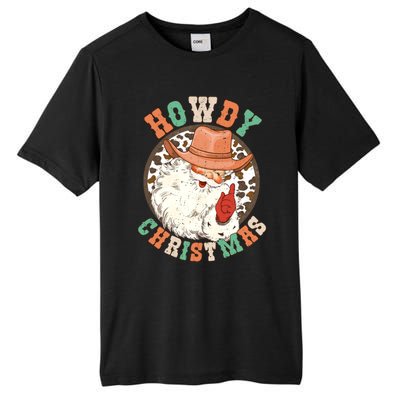 Howdy Christmas Santa Claus Cow Hat Western Southern Xmas Gift Tall Fusion ChromaSoft Performance T-Shirt