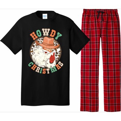 Howdy Christmas Santa Claus Cow Hat Western Southern Xmas Gift Pajama Set